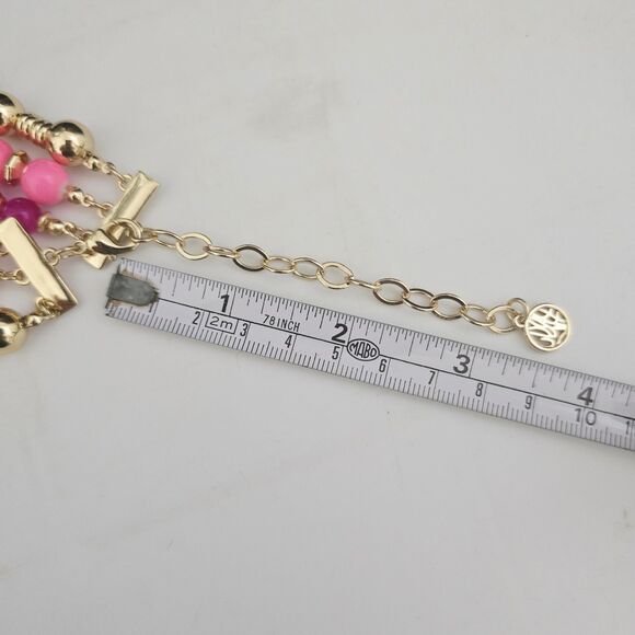 Lilly Pulitzer PINK Beaded GOLD HEART Charm Necklace Love $98 Retail - Picture 6 of 8